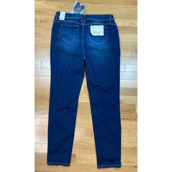 *New YMI Curvy Fit High Rise Skinny Leg Jeans Plus 19/34 Distressed Dark Wash - Picture 7 of 8